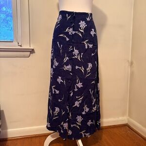 Sag Harbor Navy Maxi Skirt with Lavender Floral Print